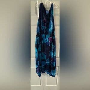 Simply Vera Vera Wang Blue Teal Floral Print Sleeveless Dress